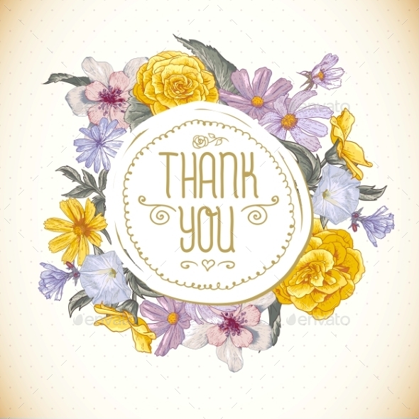 GraphicRiver Vintage Greeting Card with Blooming Flowers 9408901 GraphicRiver Vintage Greeting Card with Blooming Flowers 9408901