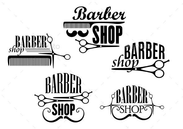 Barber Shop Badges or Signs Set (Services)