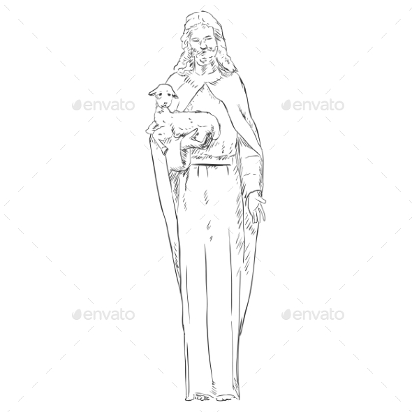 Jesus with a Lamb (Religion)