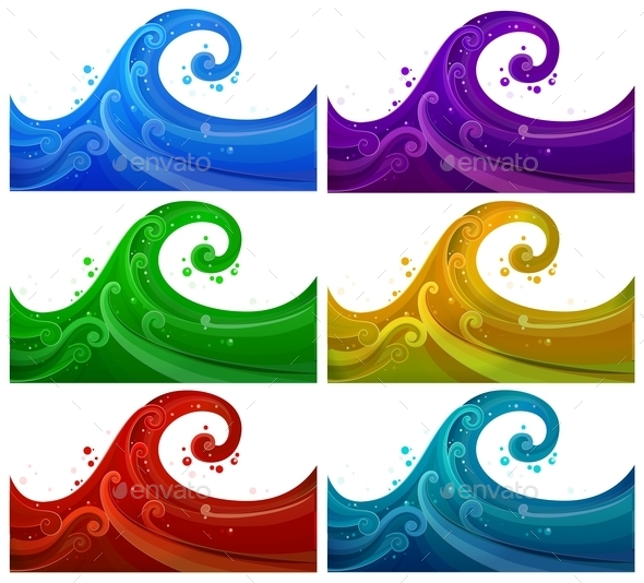 Six Colorful Waves (Landscapes)