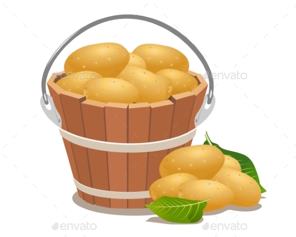 GraphicRiver Wood Bucket Full New Potatoes 9411228 GraphicRiver Wood Bucket Full New Potatoes 9411228