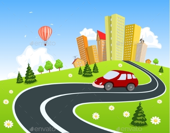 GraphicRiver Cityscape with Car 9411421 GraphicRiver Cityscape with Car 9411421