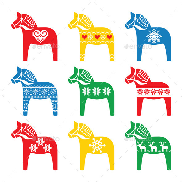 GraphicRiver Swedish Dala Dalecarlian Horse with Winter Style 9411811 GraphicRiver Swedish Dala Dalecarlian Horse with Winter Style 9411811