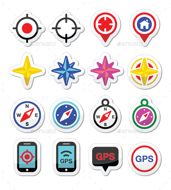 GraphicRiver GPS Navigation Wind Rose Compass Icons Set 9411917 GraphicRiver GPS Navigation Wind Rose Compass Icons Set 9411917