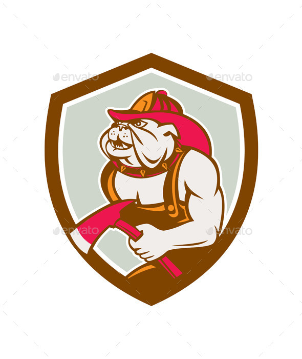 GraphicRiver Bulldog Fireman With Axe Shield Retro 9412219 GraphicRiver Bulldog Fireman With Axe Shield Retro 9412219