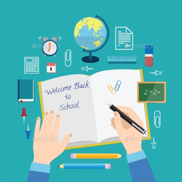 GraphicRiver Back to School Flat Style Vector Icon Set Books 9412339 GraphicRiver Back to School Flat Style Vector Icon Set Books 9412339