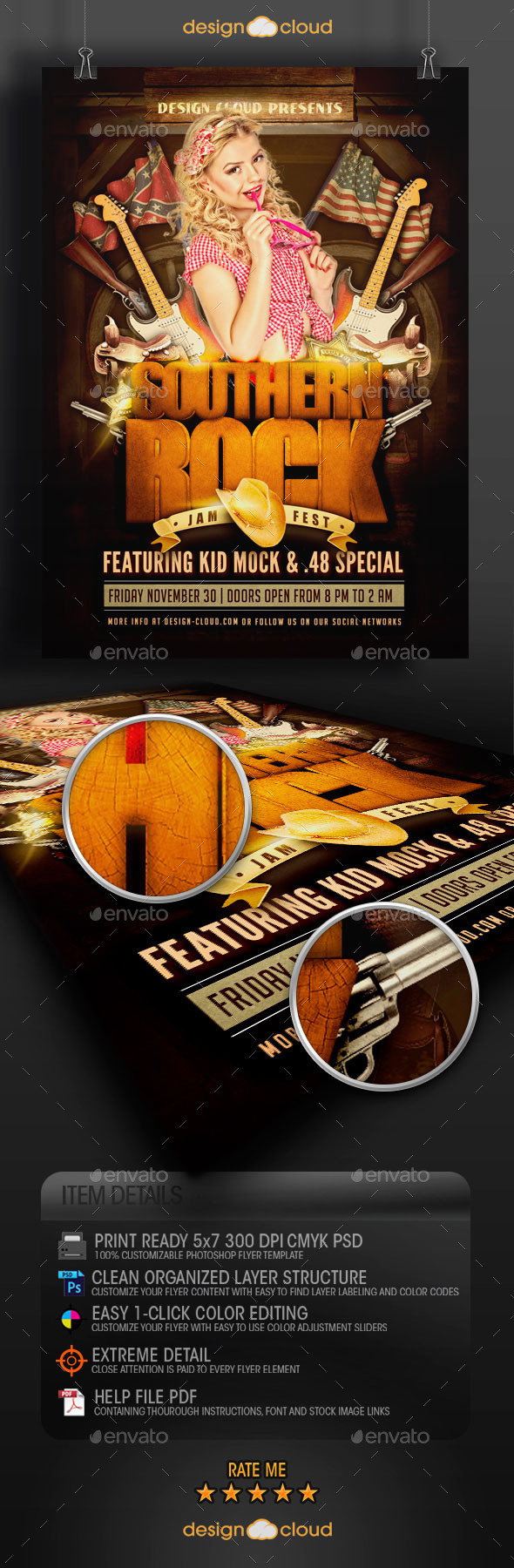 GraphicRiver Southern Rock Festival Poster Flyer Template 9363675 GraphicRiver Southern Rock Festival Poster Flyer Template 9363675