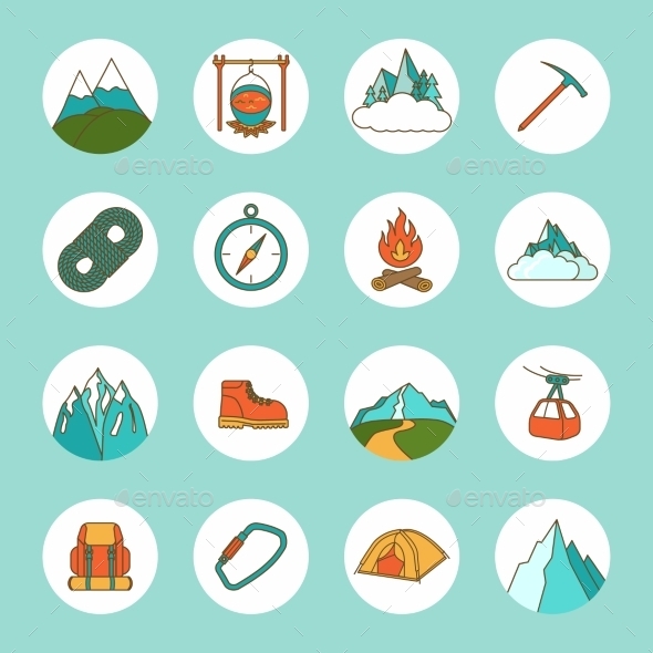 Mountain Icons Flat (Web)