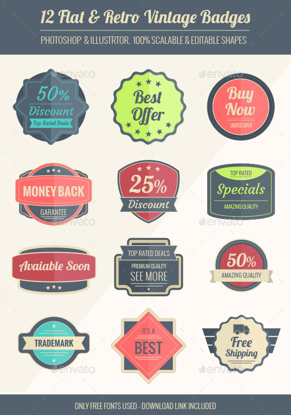 vintage badges (Badges & Stickers)