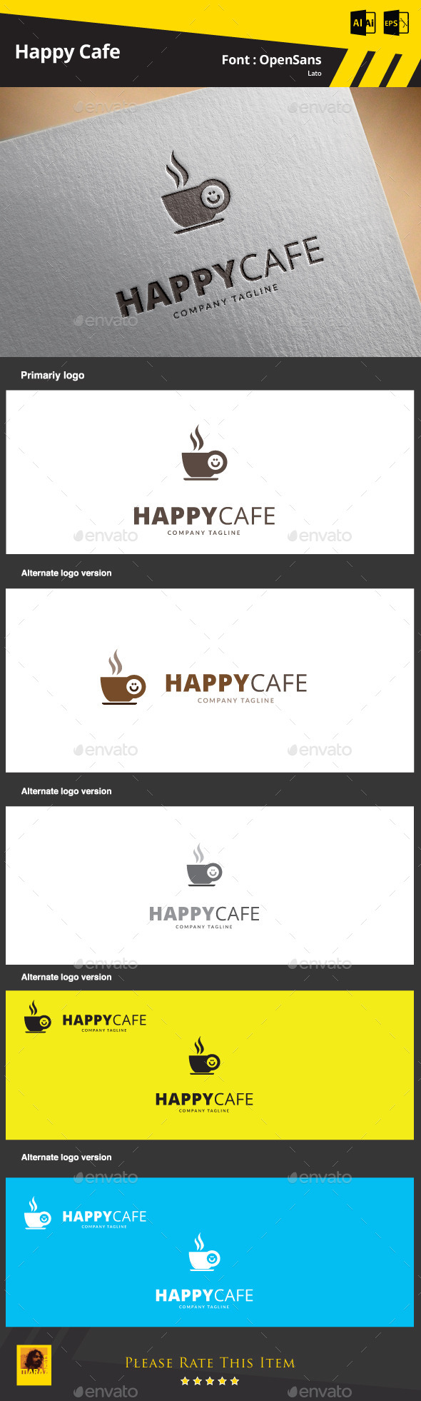 GraphicRiver Happy Cafe Logo Template 9425455 GraphicRiver Happy Cafe Logo Template 9425455