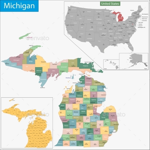 GraphicRiver Michigan Map 9425529 GraphicRiver Michigan Map 9425529