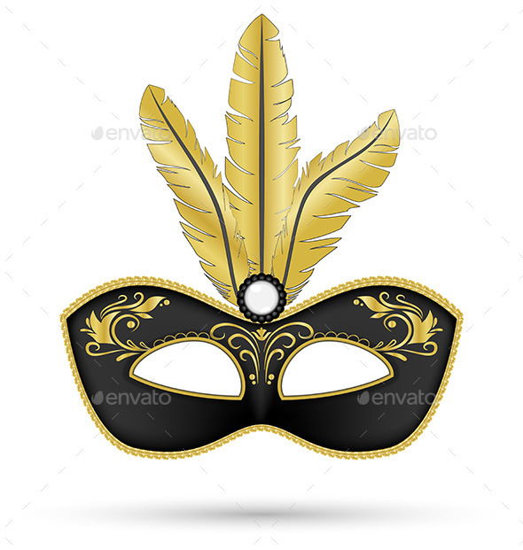 GraphicRiver Black Mask with Golden Feathers Isolated on White 9425546 GraphicRiver Black Mask with Golden Feathers Isolated on White 9425546