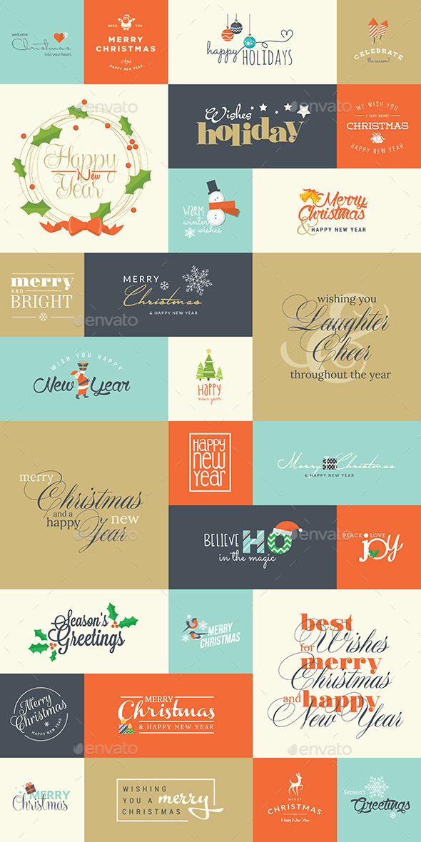GraphicRiver Set of Christmas and New Year Signs 9425667 GraphicRiver Set of Christmas and New Year Signs 9425667