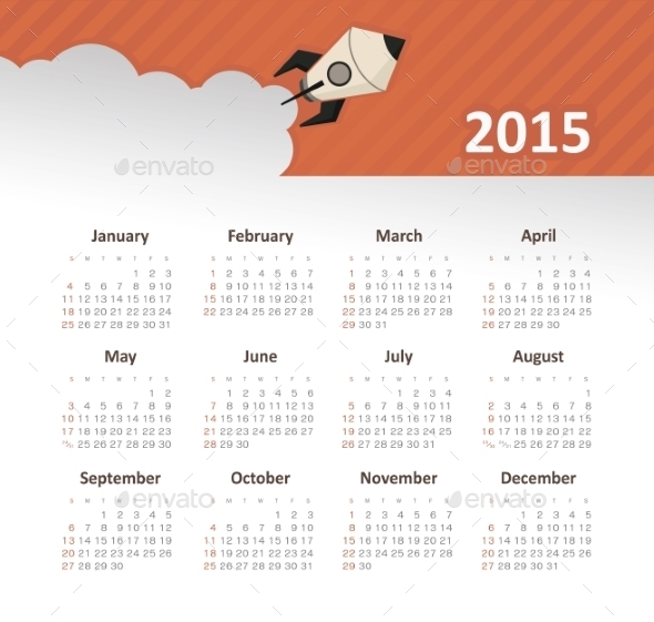 GraphicRiver Calendar 2015 Year with Rocket 9430843 GraphicRiver Calendar 2015 Year with Rocket 9430843