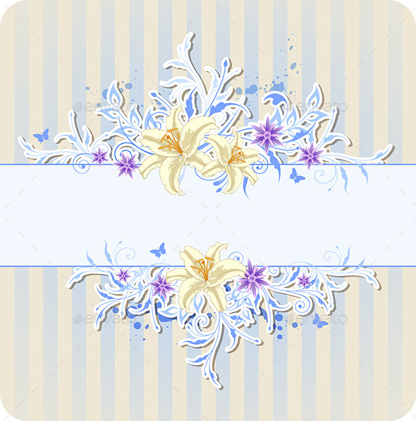 GraphicRiver Decorative Blue Background with Lily 9432622 GraphicRiver Decorative Blue Background with Lily 9432622