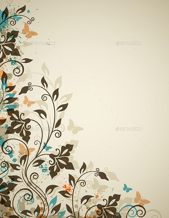GraphicRiver Decorative Vintage Background with Flowers 9433132 GraphicRiver Decorative Vintage Background with Flowers 9433132