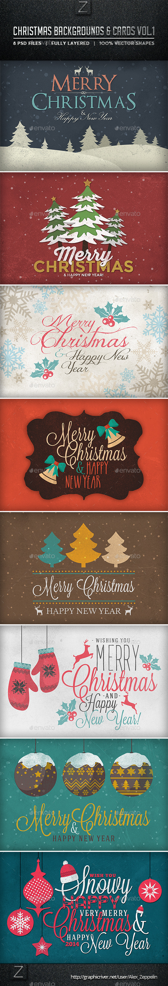 GraphicRiver Christmas Backgrounds and Cards Vol.1 9433200 GraphicRiver Christmas Backgrounds and Cards Vol.1 9433200