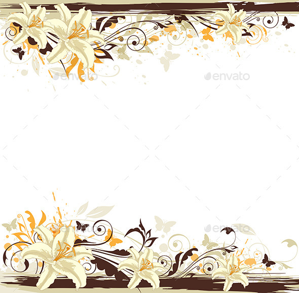 GraphicRiver Decorative Background with White Lily 9433261 GraphicRiver Decorative Background with White Lily 9433261