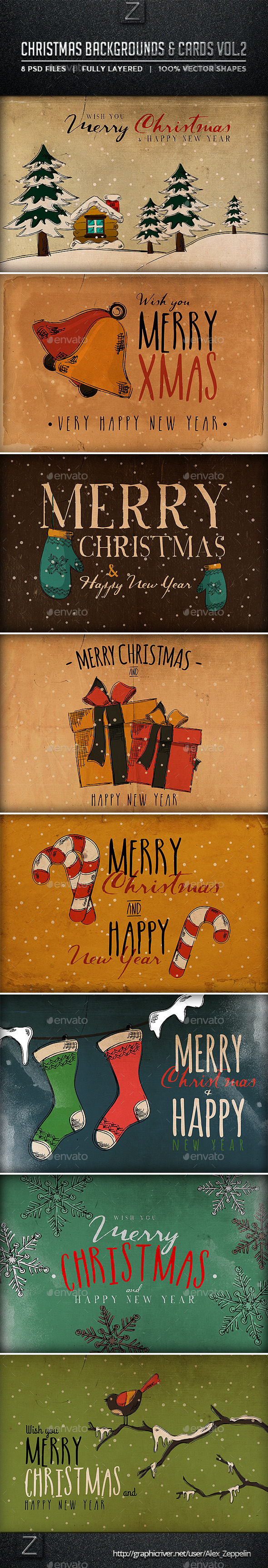 GraphicRiver Christmas Backgrounds and Cards Vol.2 9433381 GraphicRiver Christmas Backgrounds and Cards Vol.2 9433381