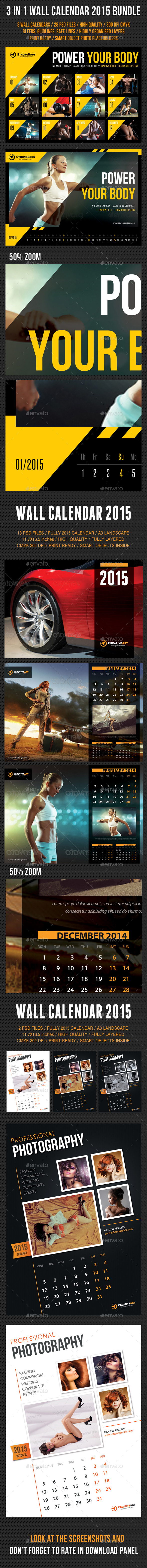 3 in 1 Wall Calendar 2015 Bundle V03 (Calendars)