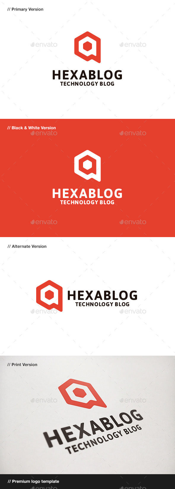 Hexablog - Hexagon & Blog Logo (Symbols)