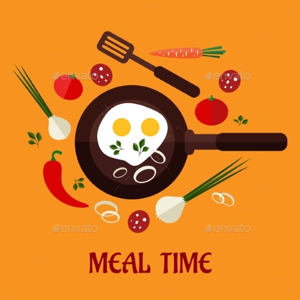 GraphicRiver Fried Eggs with Vegetables 9436562 GraphicRiver Fried Eggs with Vegetables 9436562