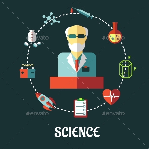 GraphicRiver Different Sciences Flat Concept 9436570 GraphicRiver Different Sciences Flat Concept 9436570