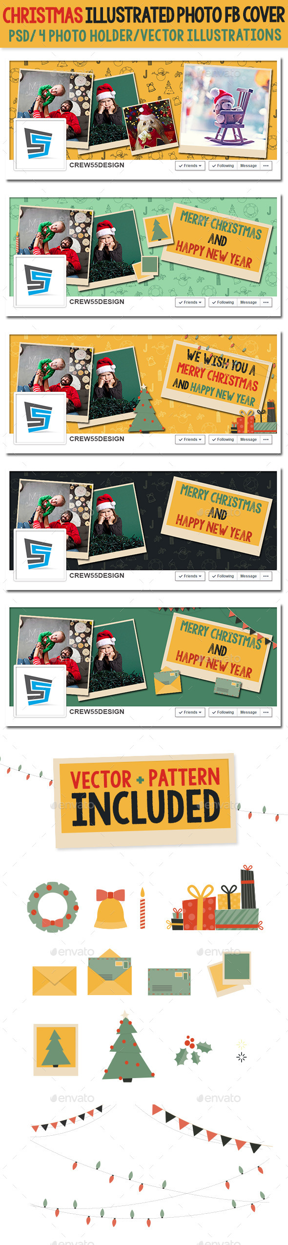 GraphicRiver Christmas Illustrated Photo FB Cover 9440422 GraphicRiver Christmas Illustrated Photo FB Cover 9440422
