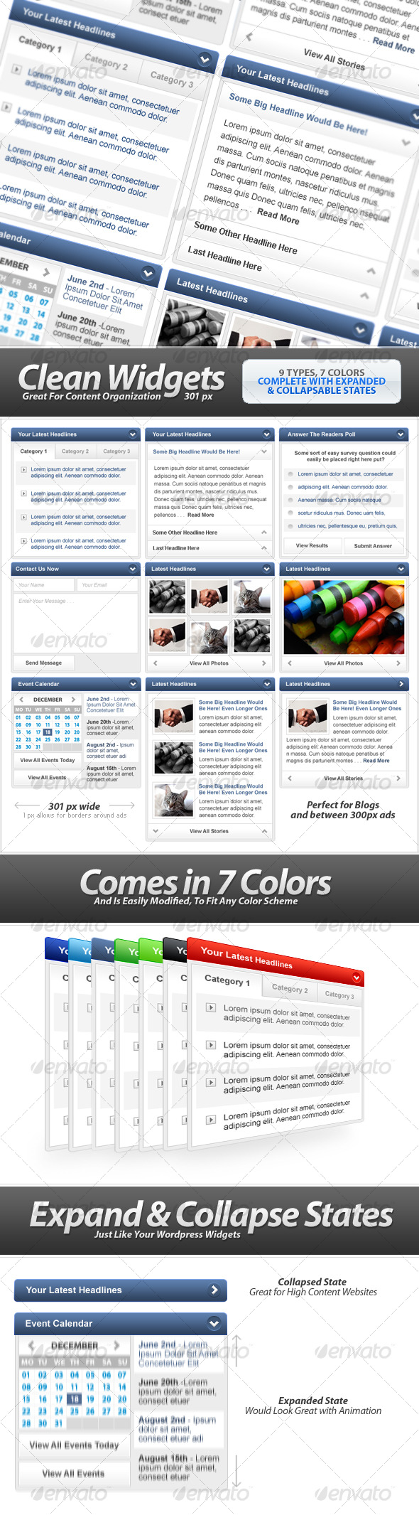 Clean Widgets Designs For High-Content Sites - Web Elements