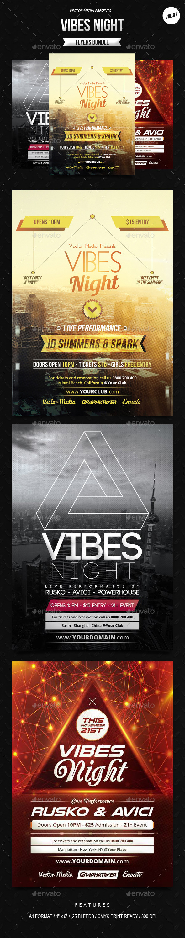 Vibes Night - Flyers Bundle [Vol.7] (Clubs & Parties)