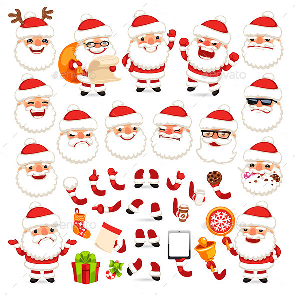 GraphicRiver Set of Cartoon Santa Claus 9424135 GraphicRiver Set of Cartoon Santa Claus 9424135