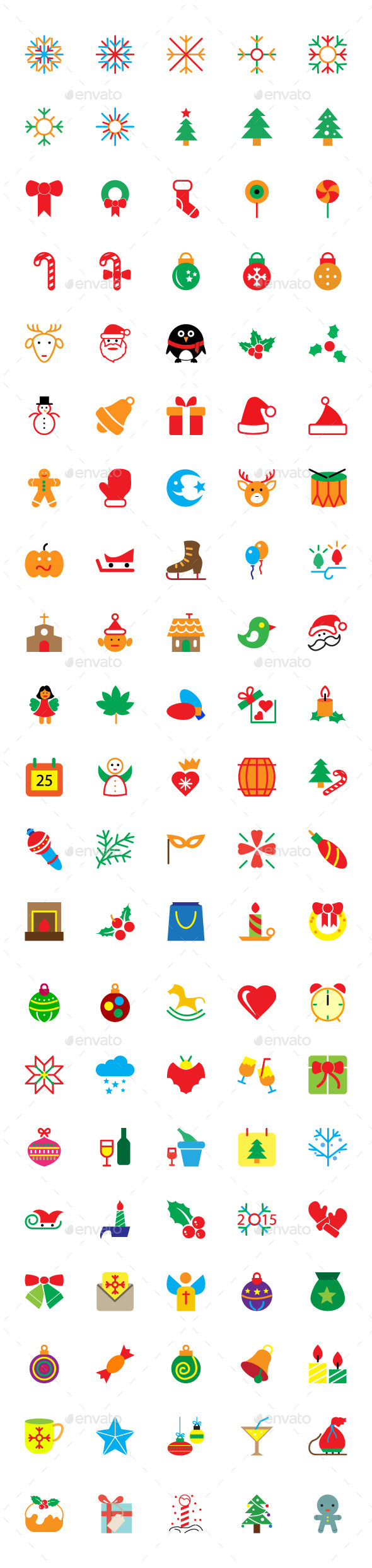 100+ Colored Merry Christmas Vector Icons (Seasonal)