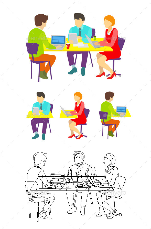 GraphicRiver Three People Working at the Desk 9447239 GraphicRiver Three People Working at the Desk 9447239