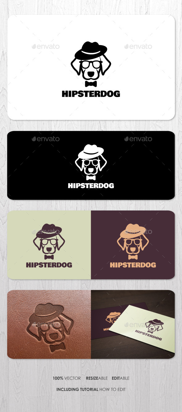 Hipster Dog Logo (Animals)