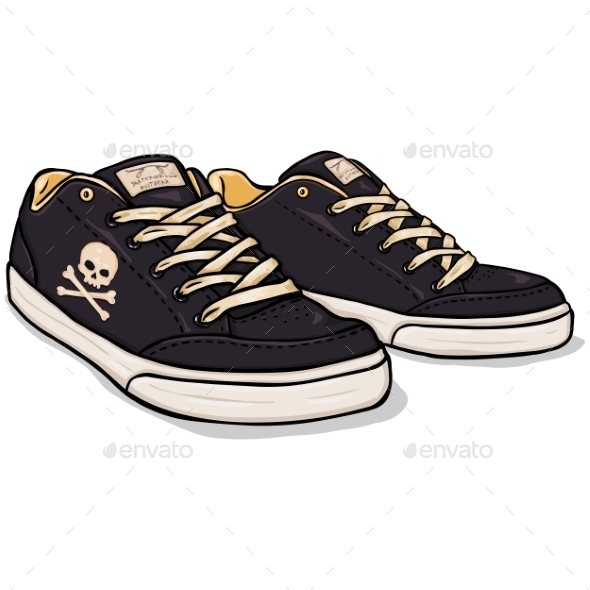 GraphicRiver Vector Cartoon Black Skaters Shoes 9447323 GraphicRiver Vector Cartoon Black Skaters Shoes 9447323