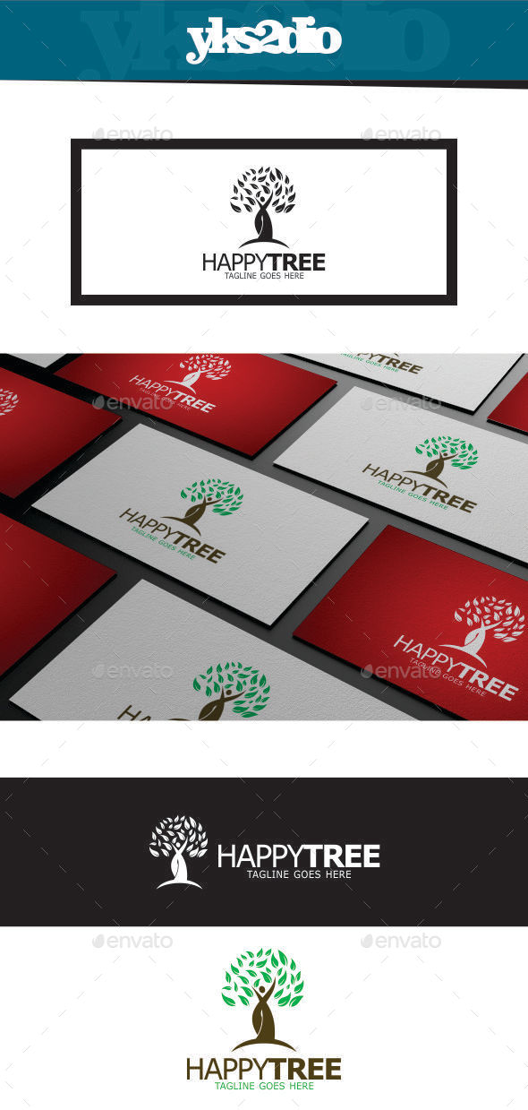 GraphicRiver Happy Tree Logo 9449099 GraphicRiver Happy Tree Logo 9449099