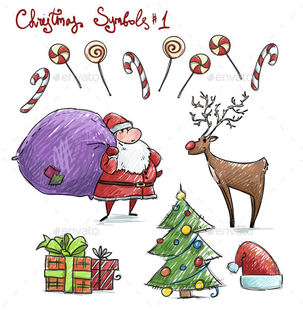 Doodle Christmas Symbols Doodle Christmas Symbols
