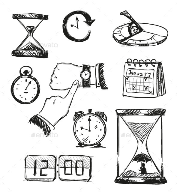 GraphicRiver Sketch of Time Symbols 9451608 GraphicRiver Sketch of Time Symbols 9451608