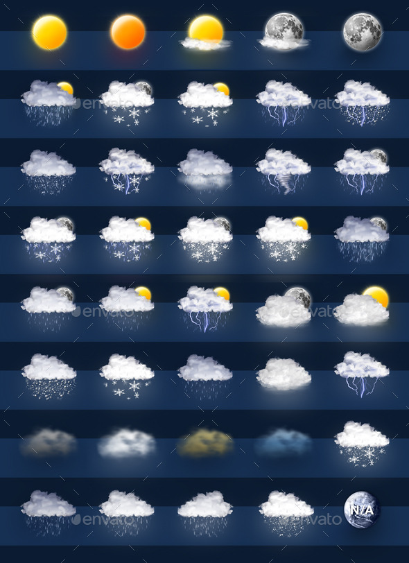 40 Weather Forecast Icons Set 40 Weather Forecast Icons Set