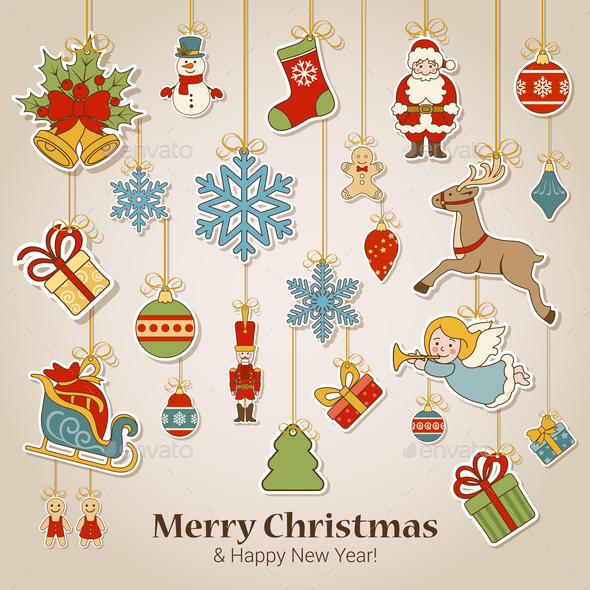 GraphicRiver Christmas New Year Stickers 9456336 GraphicRiver Christmas New Year Stickers 9456336