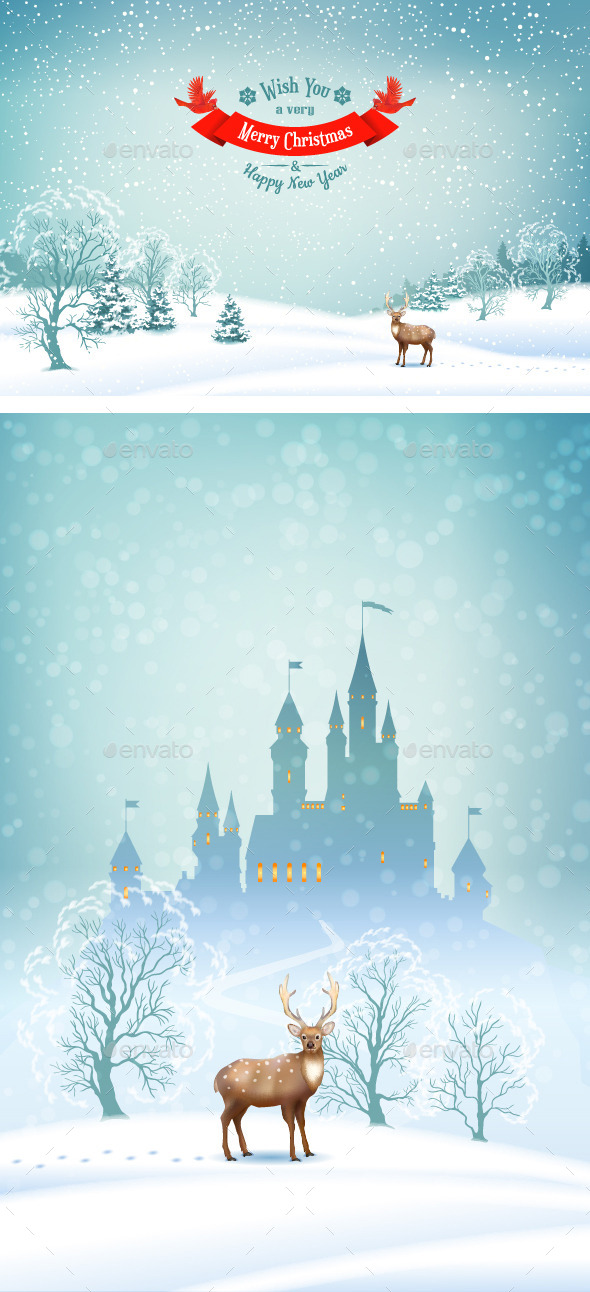 GraphicRiver Winter Landscape Vector Background 9458627 GraphicRiver Winter Landscape Vector Background 9458627