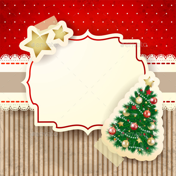 GraphicRiver Christmas Background with Label and Tree 9460562 GraphicRiver Christmas Background with Label and Tree 9460562