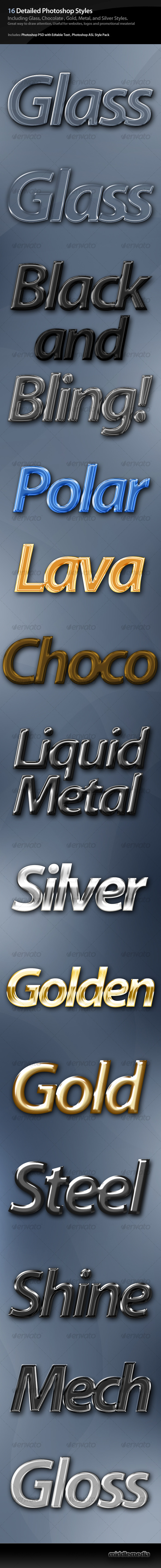 16 Detailed Photoshop Styles - Text Effects Styles