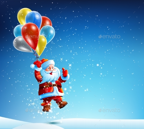GraphicRiver Santa Claus Flies on a Balloon 9461552 GraphicRiver Santa Claus Flies on a Balloon 9461552