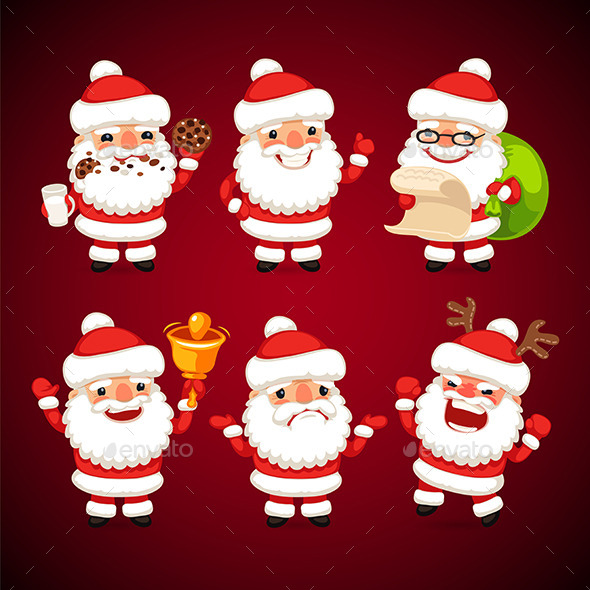 GraphicRiver Set of Cartoon Santa Claus in Various Poses 9431235 GraphicRiver Set of Cartoon Santa Claus in Various Poses 9431235