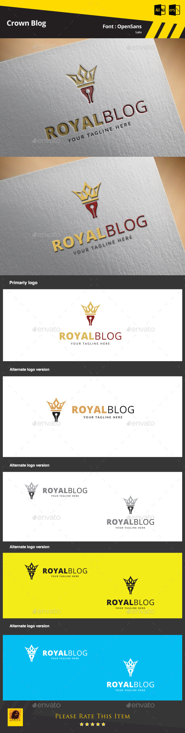GraphicRiver Crown Blog Logo Template 9467669 GraphicRiver Crown Blog Logo Template 9467669