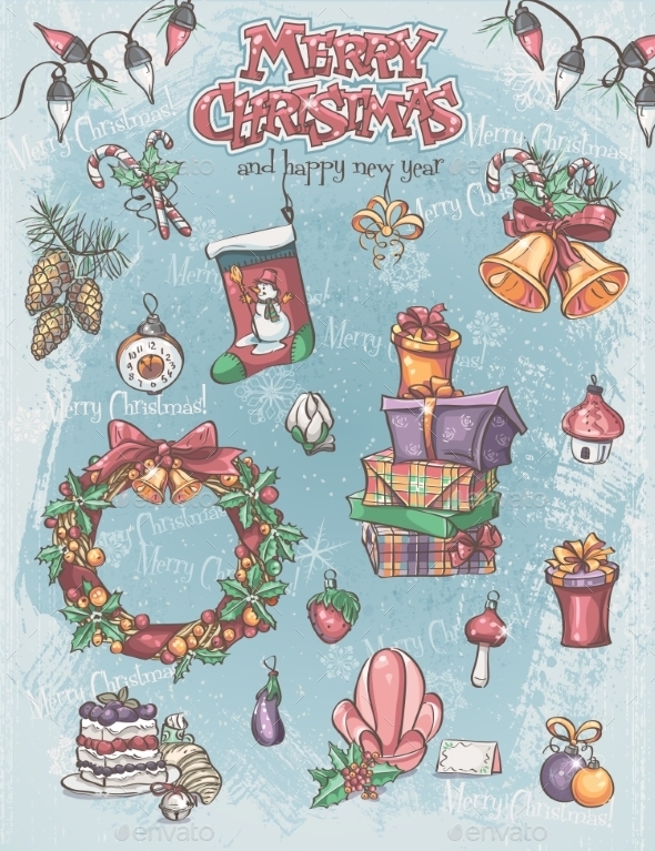 GraphicRiver Set of Christmas Holiday Items 9468546 GraphicRiver Set of Christmas Holiday Items 9468546