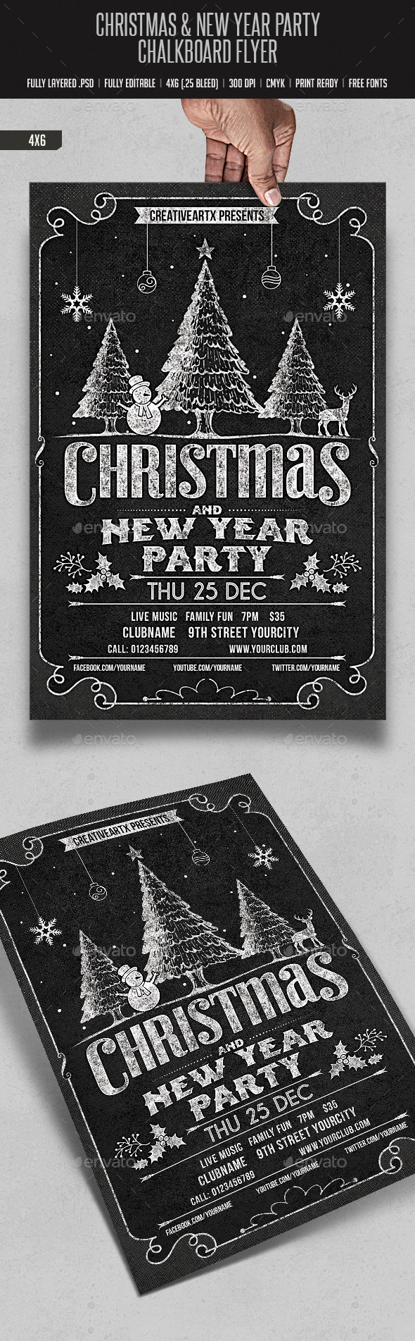 GraphicRiver Christmas & New Year Party Chalk Board Flyer 9469936 GraphicRiver Christmas & New Year Party Chalk Board Flyer 9469936