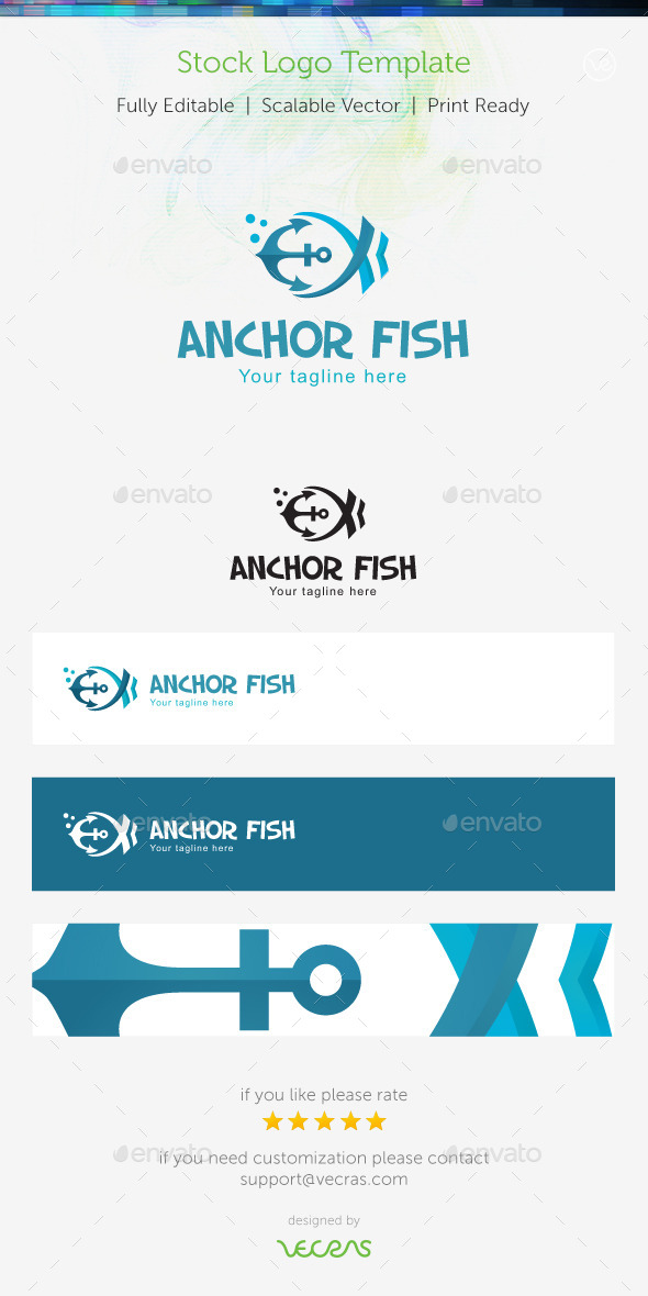 Anchor Fish Stock Logo Template (Symbols)