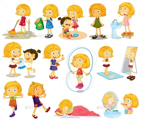 GraphicRiver Young Blondie s Daily Activities 9470509 GraphicRiver Young Blondie s Daily Activities 9470509